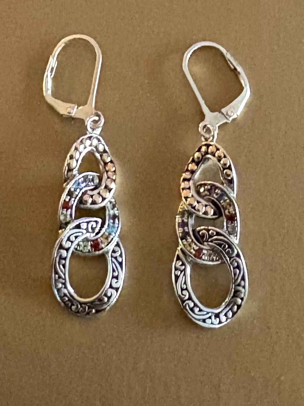 Robert Manse sterling silver & 18k gold gemstone Leverbacks earrings